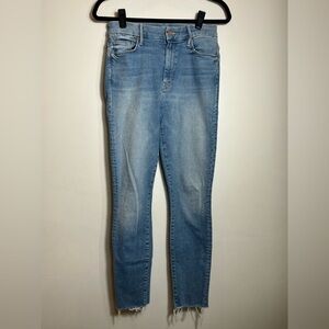 Mother The Looker Shoot To Thrill High Waisted Ankle Fray Leopard Jeans Women 27